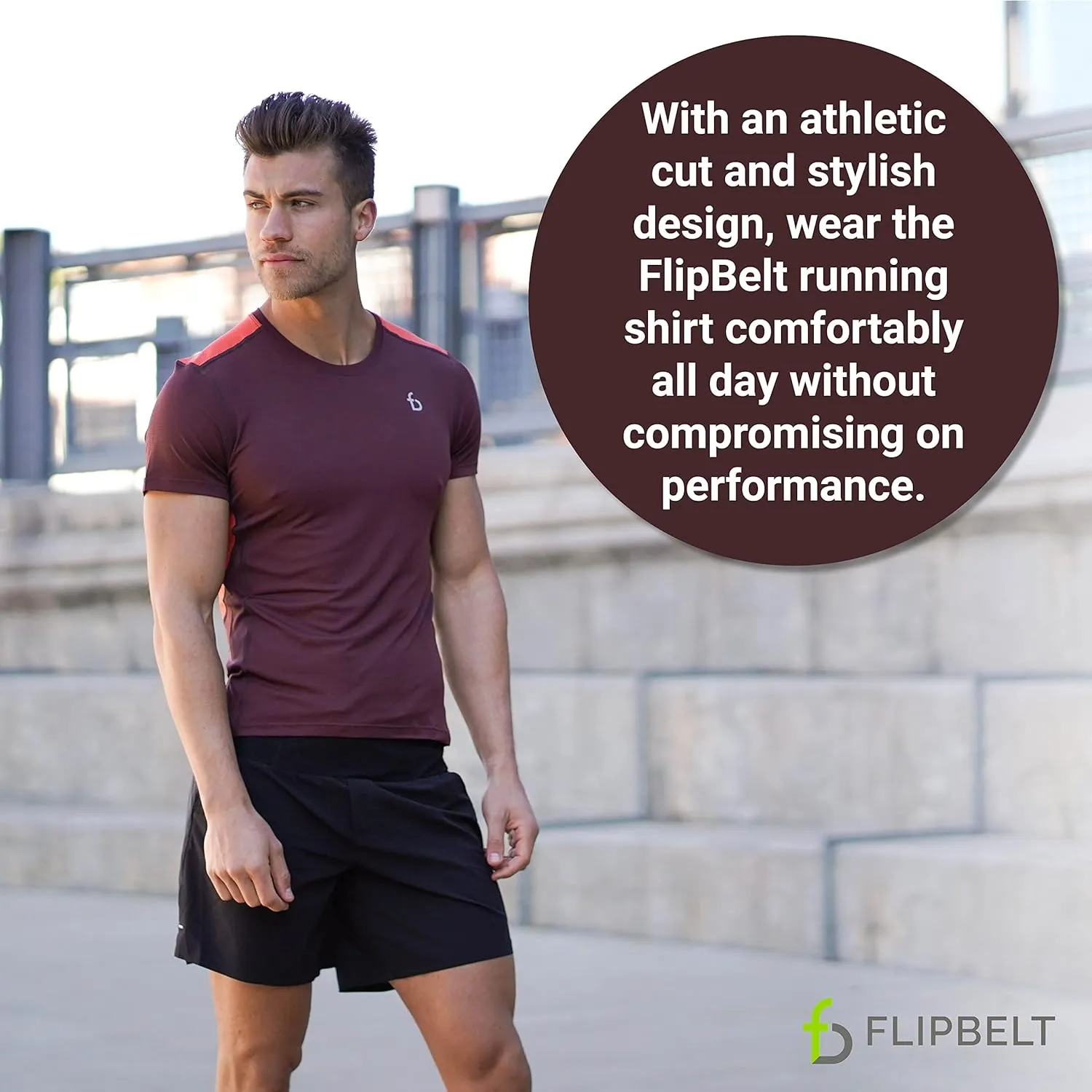 FlipBelt Athletic Running T-Shirt, Short Sleeve Gym and Workout Tops for Men, Quick Dry Active Wear, XS - XL