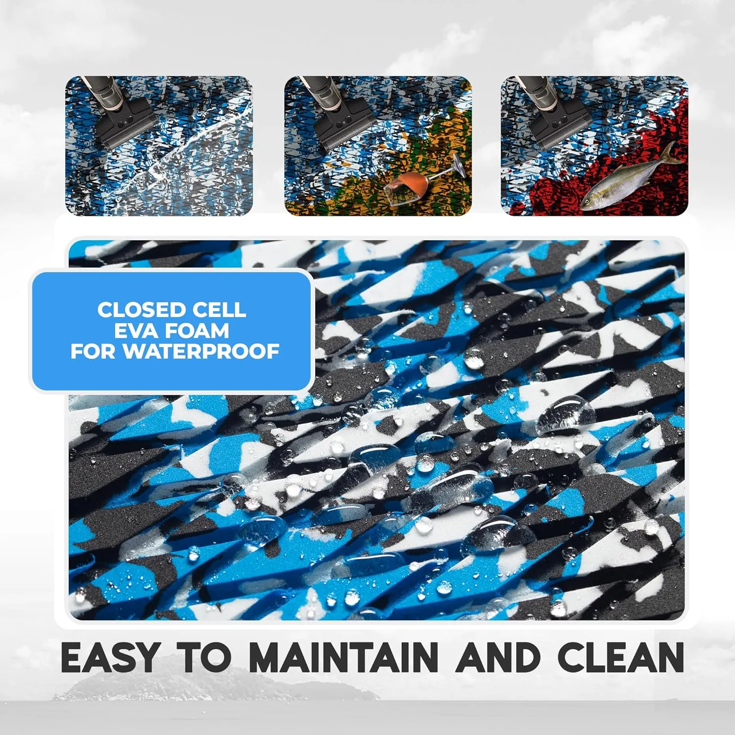 FOCEAN Boat Flooring - EVA Foam Boat Decking - Marine Flooring Marine Mats for Boats RV Yacht Kayak 94.5"x 47.2"/23.6"/15.7"