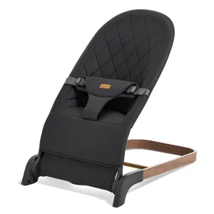 Foldable Baby Bouncer, Baby Seat with 3 Adjustable Heights, Portable Newborn Rocker, Ergonomic Bouncy Seat for Natural Bounce, Bouncer for Babies 0-6 Months, Soft Cotton (Black)