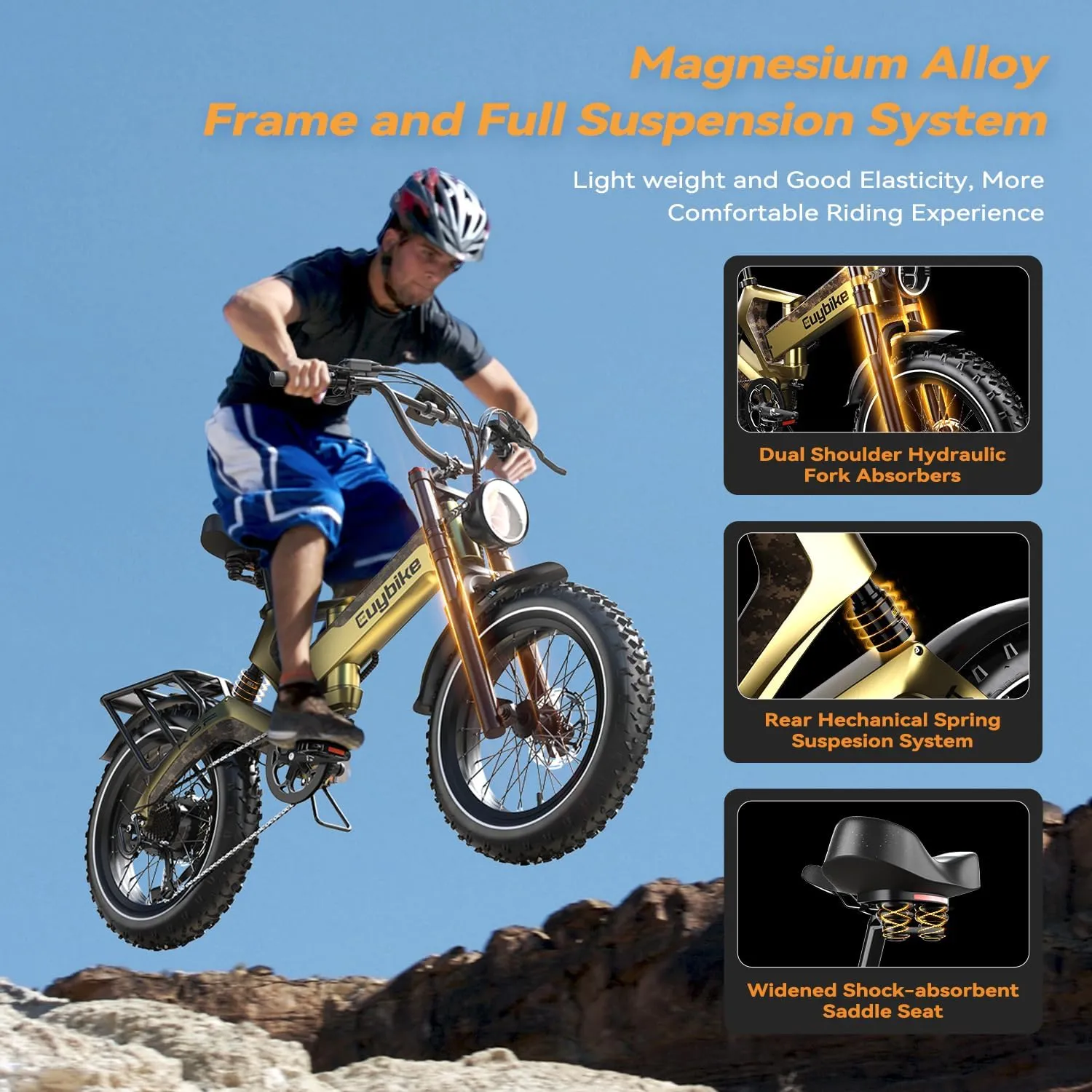 Foldable Electric Bike for Adults, 2000W Peak Motor Ebike, 48V 25AH Removable Battery, 20"x4.0" Fat Tires 35MPH Dirt Bike, 100 Miles Hydraulic Disc Brake Magnesium alloy Frame Folding Mountain Bicycle