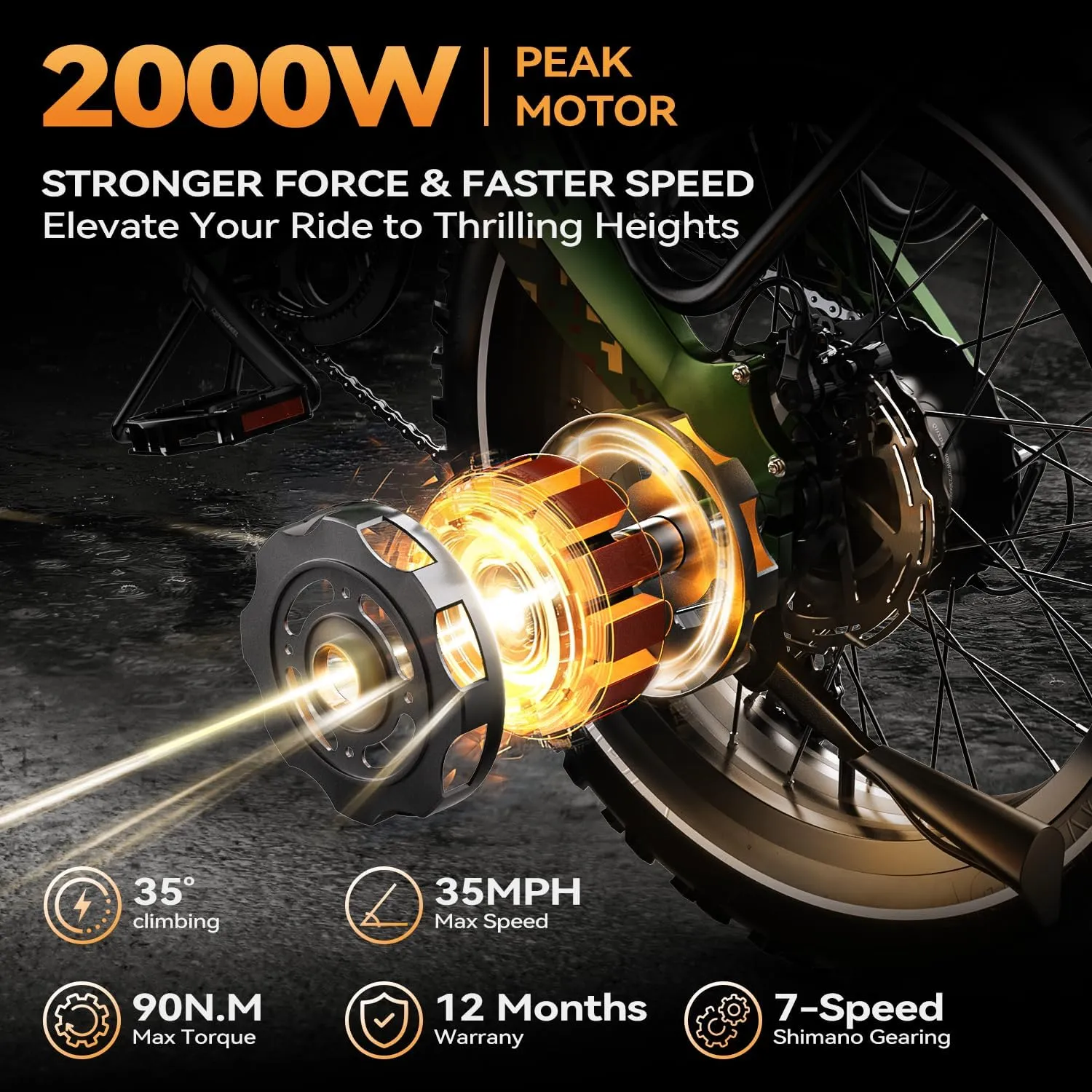 Foldable Electric Bike for Adults, 2000W Peak Motor Ebike, 48V 25AH Removable Battery, 20"x4.0" Fat Tires 35MPH Dirt Bike, 100 Miles Hydraulic Disc Brake Magnesium alloy Frame Folding Mountain Bicycle