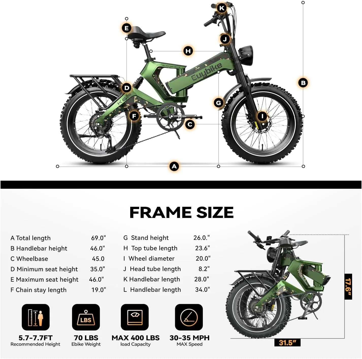 Foldable Electric Bike for Adults, 2000W Peak Motor Ebike, 48V 25AH Removable Battery, 20"x4.0" Fat Tires 35MPH Dirt Bike, 100 Miles Hydraulic Disc Brake Magnesium alloy Frame Folding Mountain Bicycle