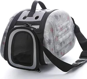 Foldable Pet Dog Carrier Cage Collapsible Travel Kennel - Portable Pet Carrier Outdoor Shoulder Bag for Puppy Dog Cat (S, Grey)