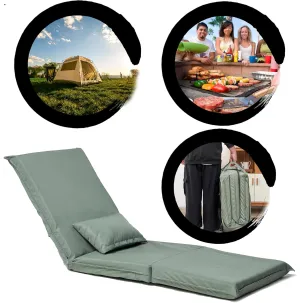 Foldable Portable Chair with 14-Position Adjustable Recliner, Lightweight Folding Lounge Chair with Carry Bag for Camping, Picnic, BBQ, Travel – Light Green