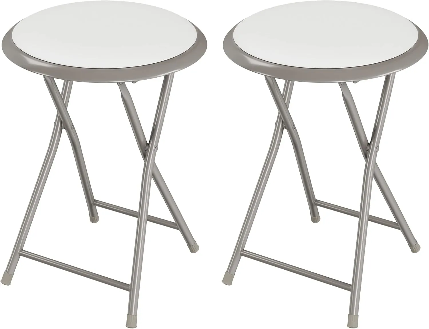 Folding Bar Stool - Heavy-Duty 18-inch Collapsible Padded Round Stool with 300lb Capacity for Dorm, Rec Room, or Game Room by Trademark Home (White)