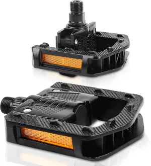 Folding Bike Pedals, Mountain Bike Pedals CNC Aluminum Bicycle Flat Pedals, 9/16'' with Reflective Strips | Non-Slip | Waterproof | Wide Flat Cycling Pedals for E-Bike, Urban Commute, MTB Bikes
