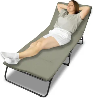 Folding Camping Cot for Adults,5-Position Adjustable Portable Folding Bed with Carry Bag for Sleeping Supports 550 lbs (Green)