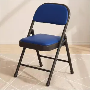 Folding Chair,Folding Camping Chair,Portable Folding Chairs,Sturdy Metal Frame,Versatile for Dining, Living, Office, Camping(Color:Black Blue)