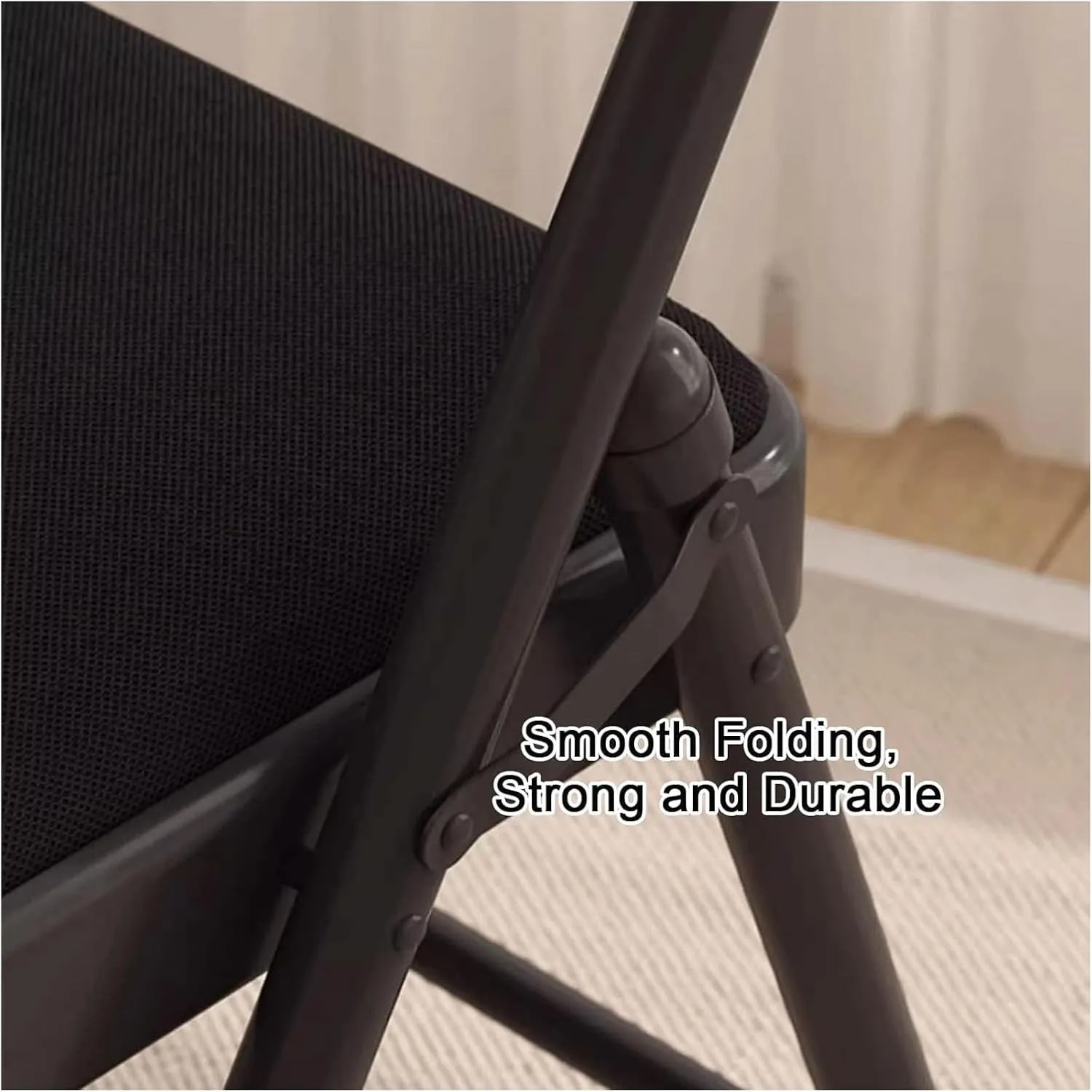 Folding Chair,Folding Camping Chair,Portable Folding Chairs,Sturdy Metal Frame,Versatile for Dining, Living, Office, Camping(Color:Black Blue)