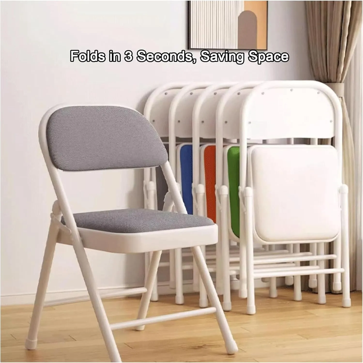 Folding Chair,Folding Camping Chair,Portable Folding Chairs,Sturdy Metal Frame,Versatile for Dining, Living, Office, Camping(Color:Black Blue)