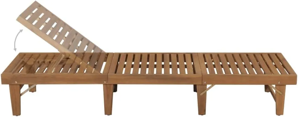 Folding Sun Lounger Outdoor Furniture Solid Acacia Wood Adjustable Backrest Foldable Chaise Lounge Chair for Poolside Tanning Lawn Patio Deck Comfy Reclining Seating