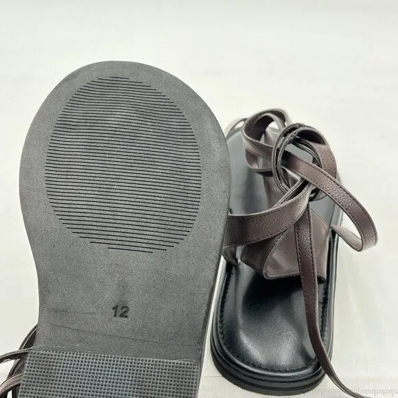 FOWT Dark Brown Split Round Toe Sandals Soft Flip Flop Comfortable Shoes