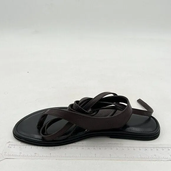 FOWT Dark Brown Split Round Toe Sandals Soft Flip Flop Comfortable Shoes