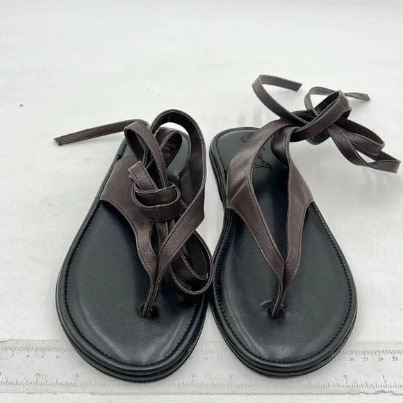 FOWT Dark Brown Split Round Toe Sandals Soft Flip Flop Comfortable Shoes