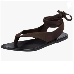 FOWT Dark Brown Split Round Toe Sandals Soft Flip Flop Comfortable Shoes
