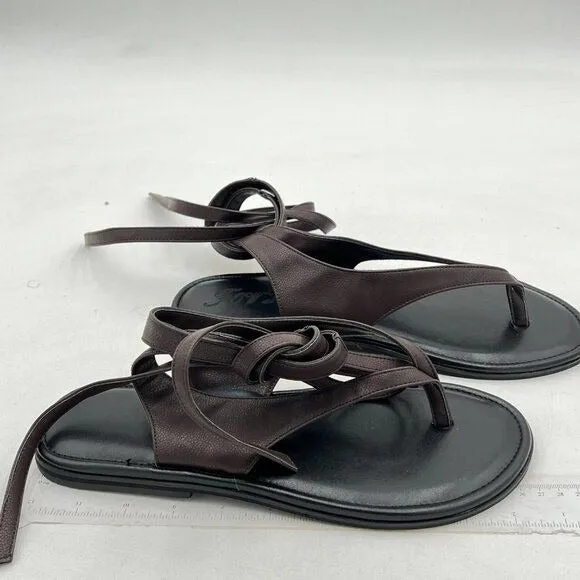 FOWT Dark Brown Split Round Toe Sandals Soft Flip Flop Comfortable Shoes