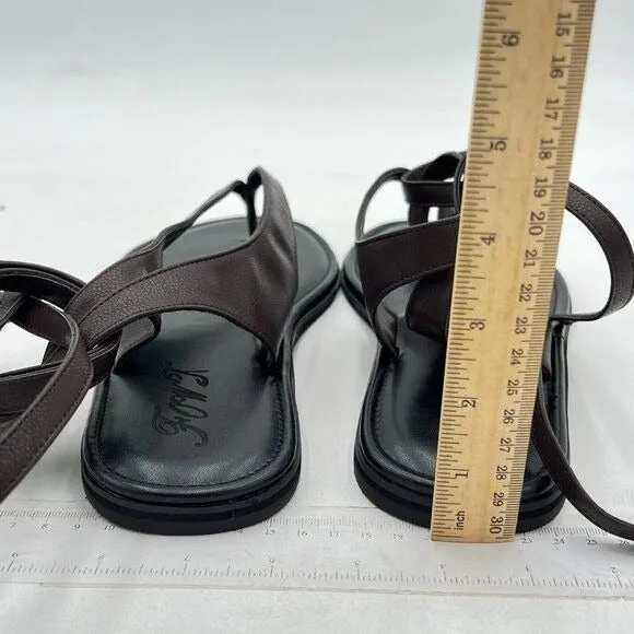 FOWT Dark Brown Split Round Toe Sandals Soft Flip Flop Comfortable Shoes