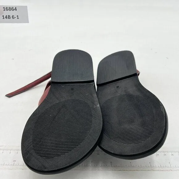 FOWT Wine Split Round Toe Sandals Lace up Strappy Flats Soft Flip Flop Shoes