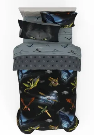 Franco How to Train Your Dragon Kids Bedding Super Soft & Cozy Reversible Microfiber Comforter and Sheet Set with Sham, 5 Piece Twin Size, (Officially Licensed Product)