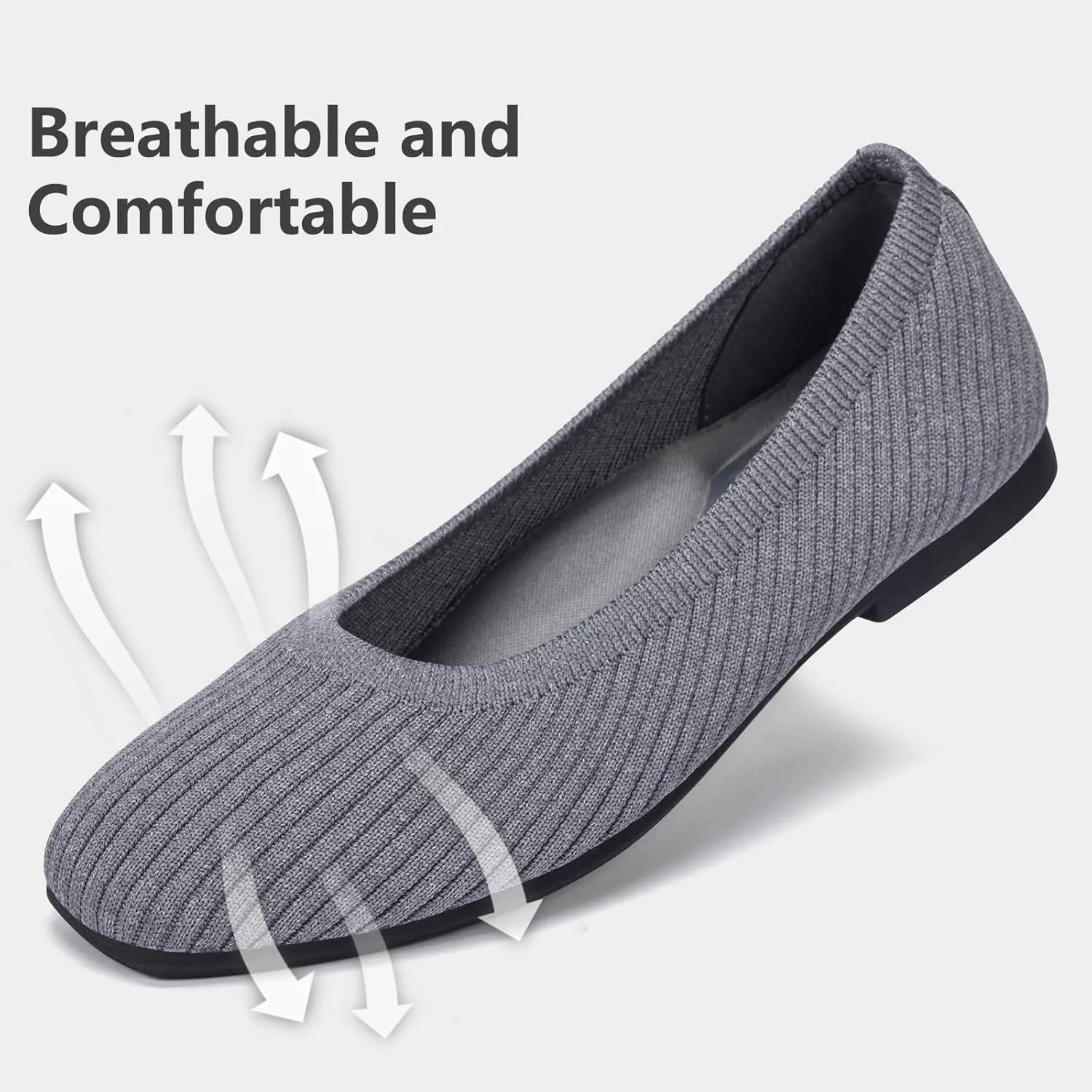 Frank Mully Women's Flats Square Toe Flats Comfortable Slip on Washable Ballet Flats Shoes for Women Dressy Work
