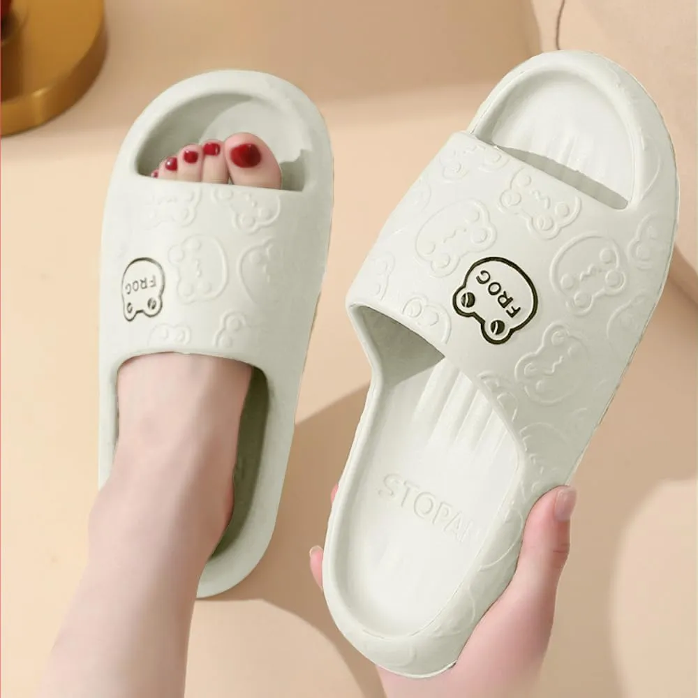 Frog Slippers Cartoon Slippers Summer Female Non-slip Bathroom Couple Home Cute EVA Flip-flops Slippers Outside Wear Men