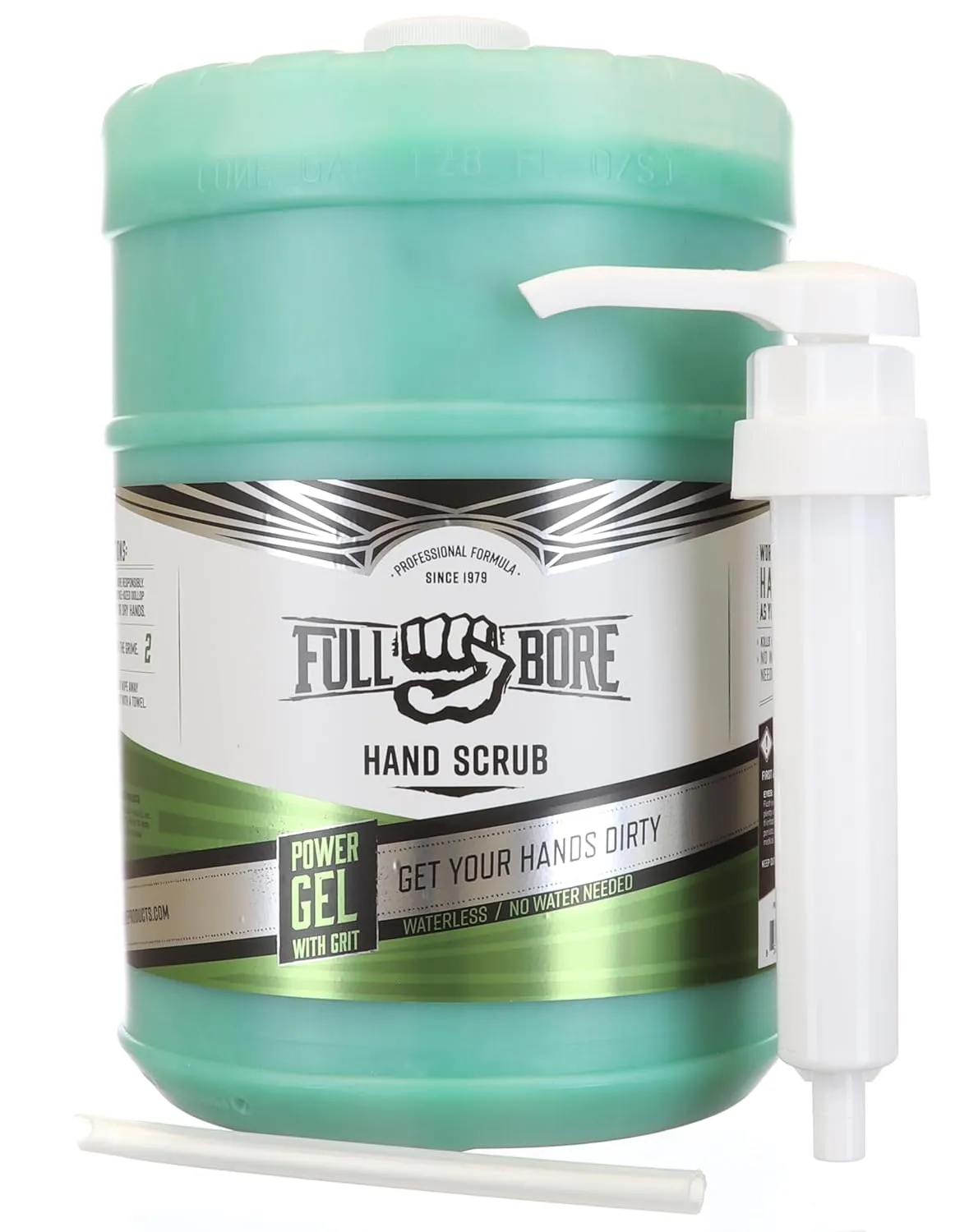 Full Bore Power Gel Waterless Hand Cleaner with Grit, 1 Gallon, Flat Top - Removes Oil, Grease, Dirt, Filth without Harsh Chemicals