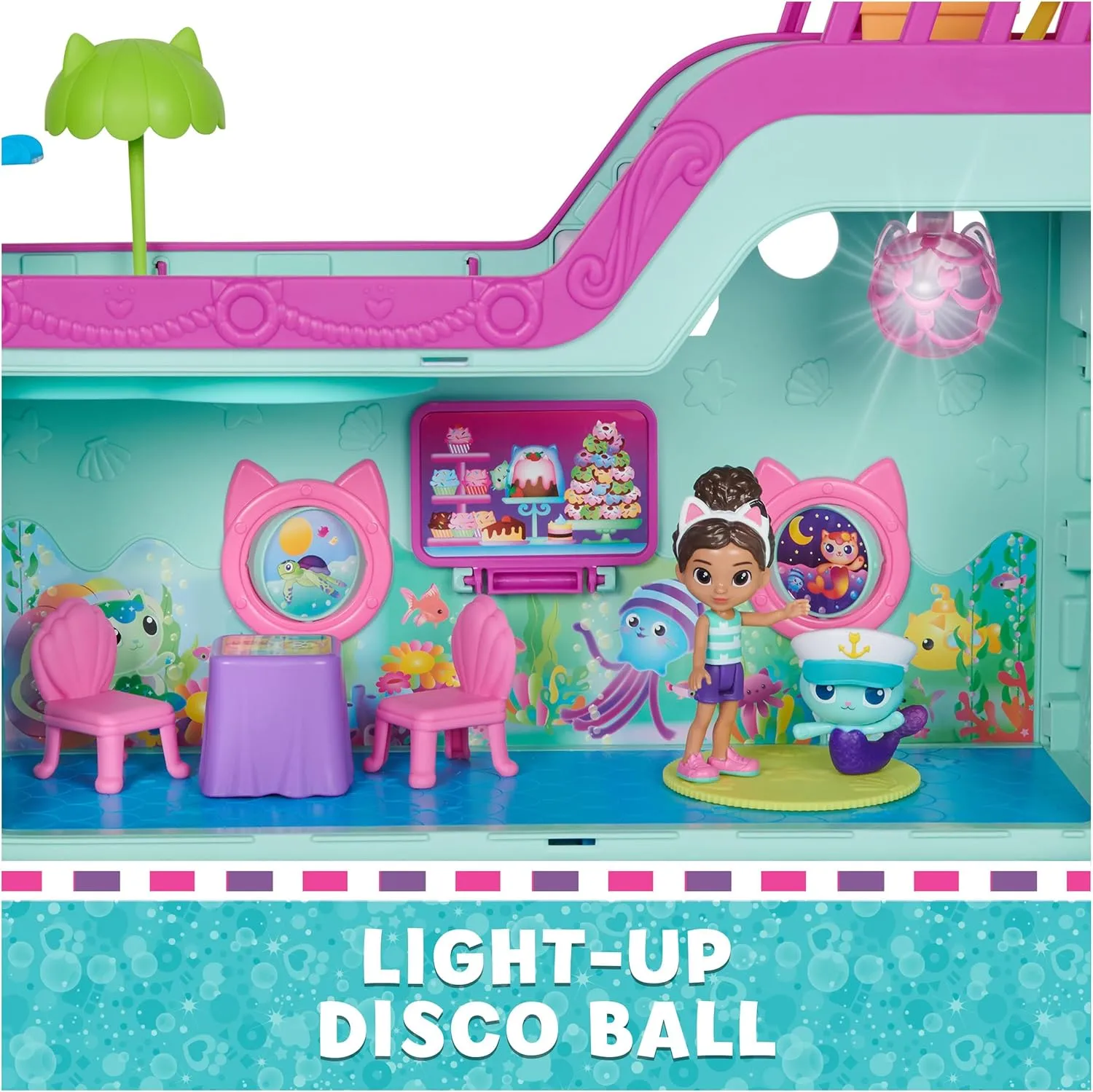 Gabby’s Dollhouse, Gabby Cat Friend Ship, Cruise Ship Toy with 2 Toy Figures, Surprise Toys & Dollhouse Accessories, Kids Toys for Girls & Boys 3 