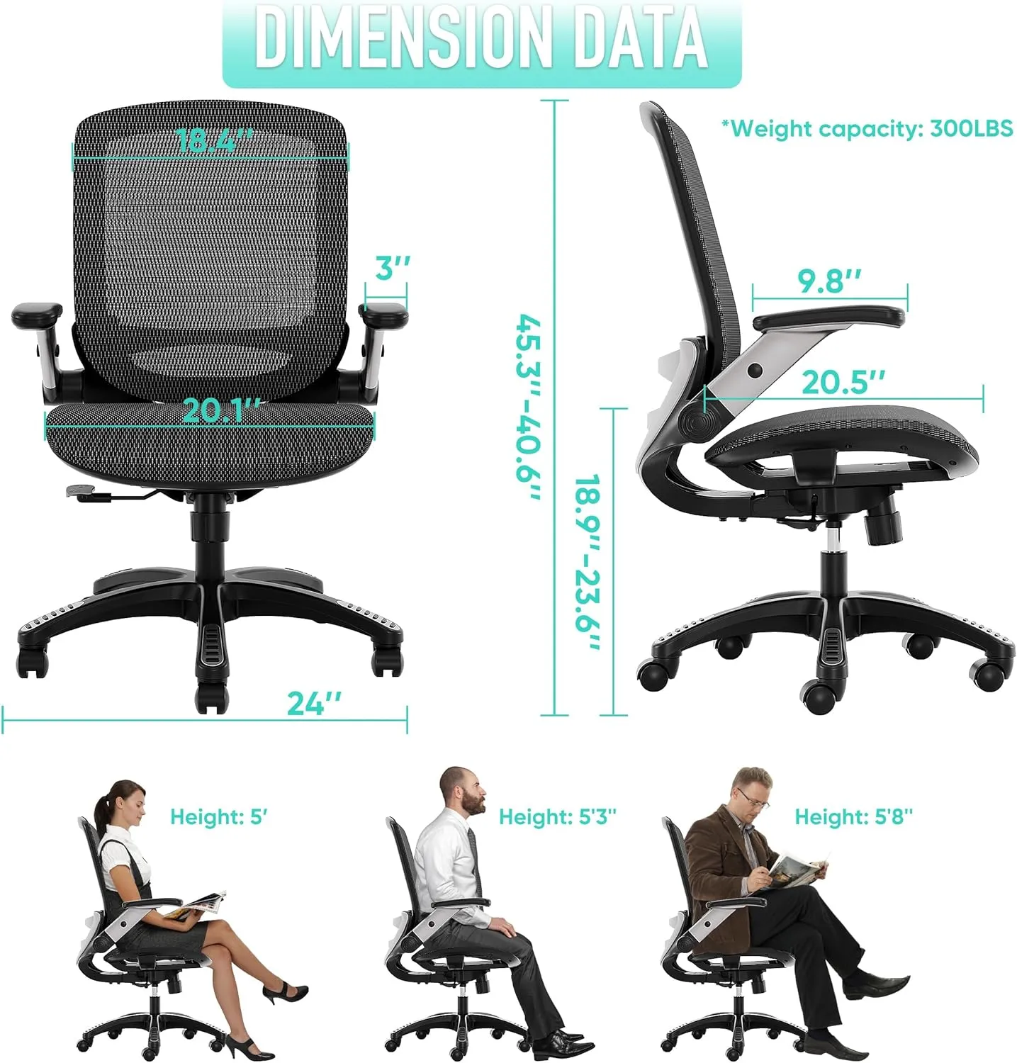 GABRYLLY Ergonomic Office Chair, Mesh Desk Chair - Lumbar Support and Adjustable Flip-up Arms, Soft Wide Seat, 90-120° Tilt, High Back Home Ergonomic Chairs Swivel Task Chair, Easy Assemble