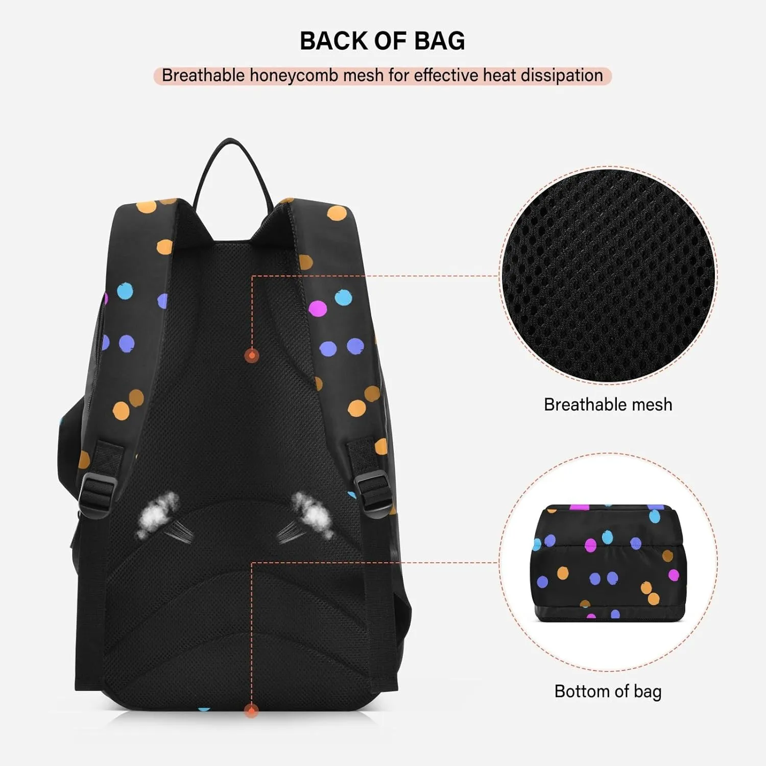 GAIGEO Polka Dot Racket Bag, Multilayer Design Badminton Bag, Sports and Daily Use