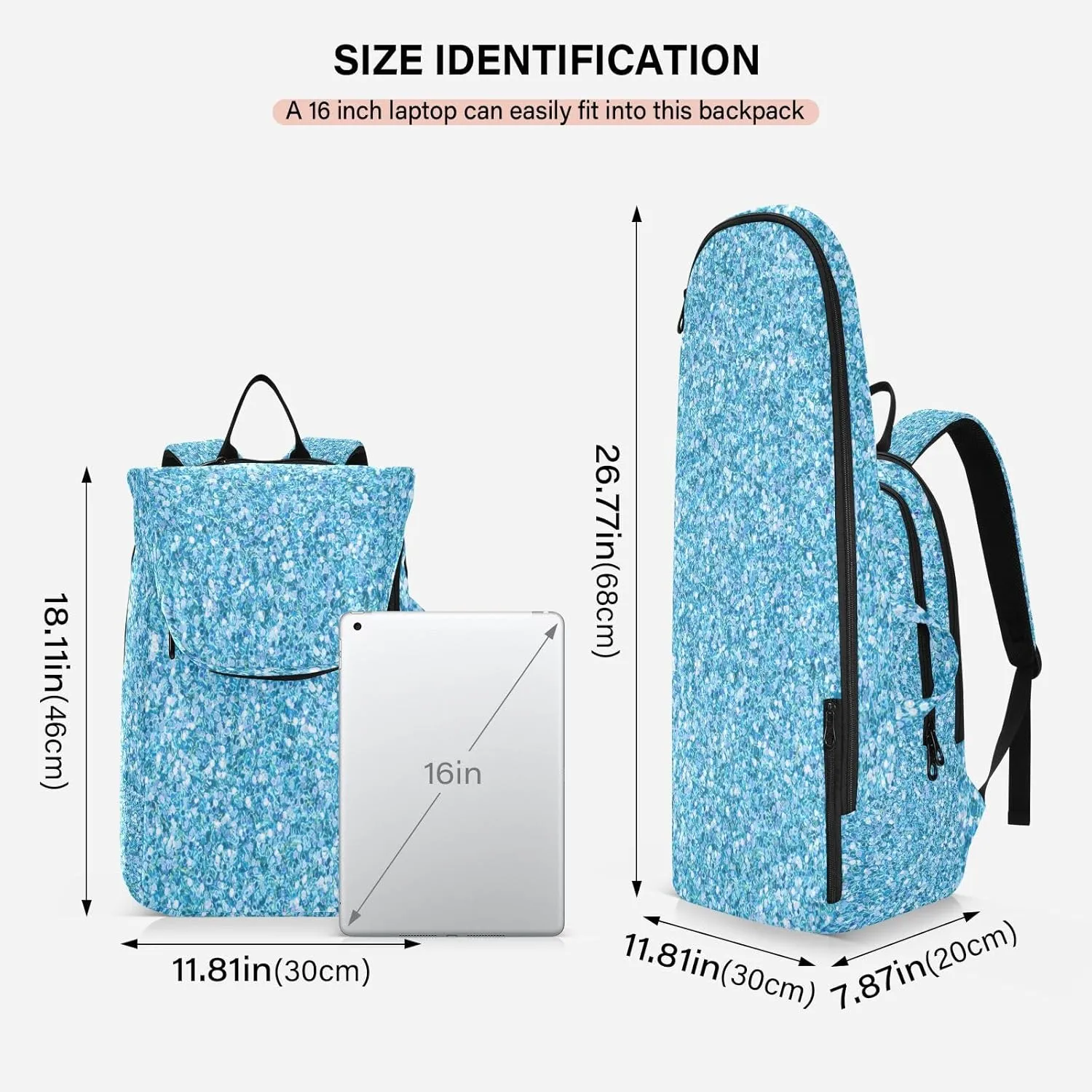 GAIGEO Turquoise Blue Purple Gradient Pickleball Bag, Large Capacity Gifts for Pickleball Lovers, Various Storage Methods