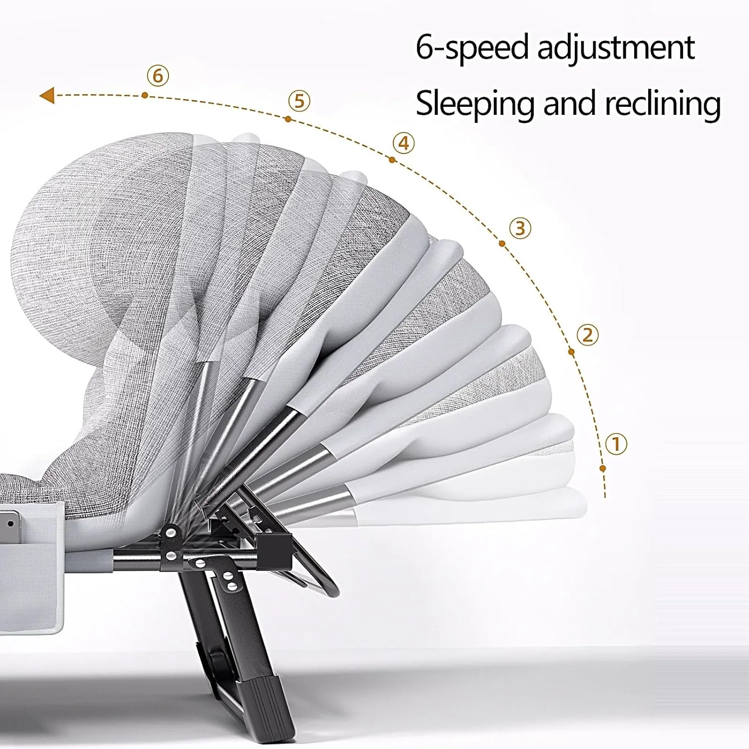 Generic Folding Bed with Mattress 6 Position Adjustable Backrest Camping Cots for Adults with 300kg Load Capacity Folding Camping Cot Sleeping Cot for Adult(Gray,180 * 60 * 30cm), Grey