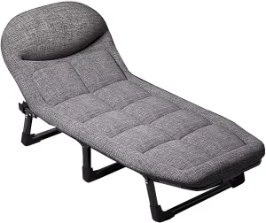 Generic Folding Bed with Mattress 6 Position Adjustable Backrest Camping Cots for Adults with 300kg Load Capacity Folding Camping Cot Sleeping Cot for Adult(Gray,180 * 60 * 30cm), Grey