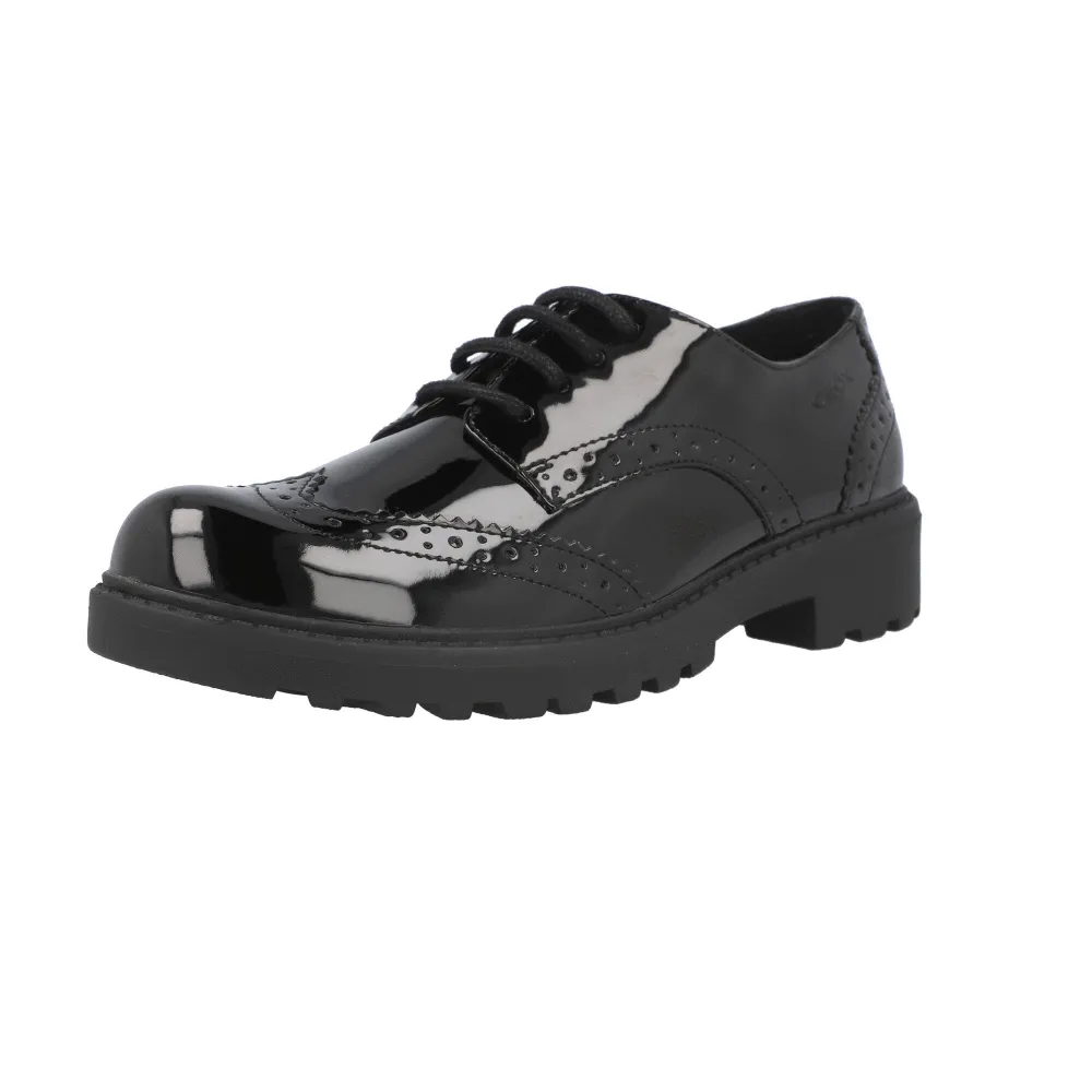 Geox Casey Black Boy's Derby Shoes