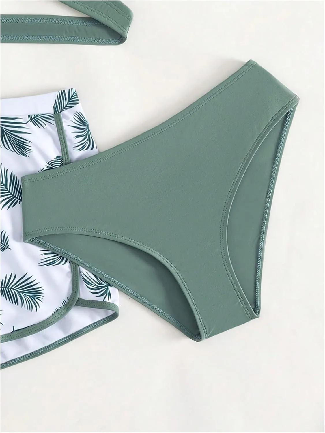 Girl's 3 Piece Swimsuit Tropical Wrap Criss Cross Cute Bikini Set Bathing Suit with Beach Shorts