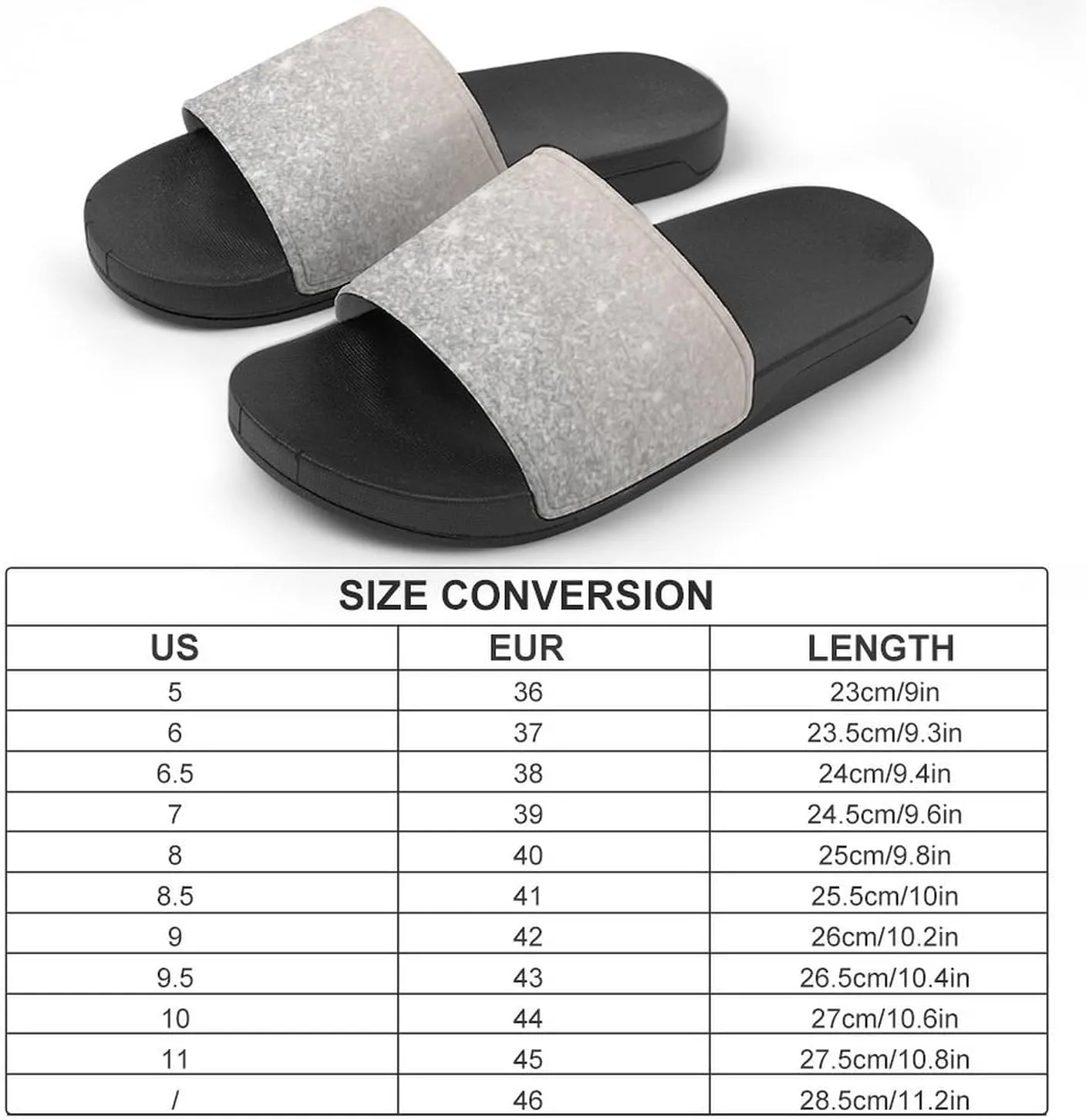 Girly Silver Glitter Ombre Sparkles Womens Slide Sandals Non Slip Summer House Slippers for Girls Slip-on Flip Flops