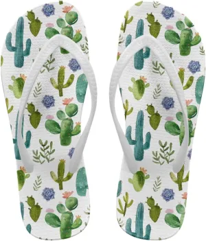 GOSTONG Women's Flip Flops Non-Slip Lightweight Sandals for Beach Pool Party Comfort Summer Sandals Teen Girls White Strap Size 5-9