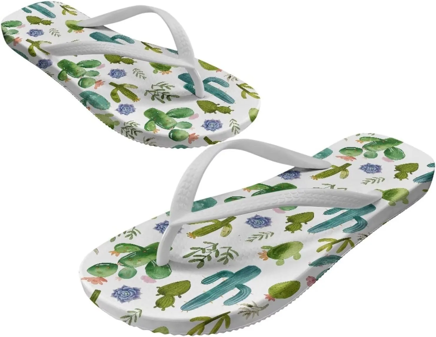 GOSTONG Women's Flip Flops Non-Slip Lightweight Sandals for Beach Pool Party Comfort Summer Sandals Teen Girls White Strap Size 5-9