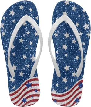 GOSTONG Women's Flip Flops Non-Slip Lightweight Sandals for Beach Pool Party Comfort Summer Sandals Teen Girls White Strap Size 5-9