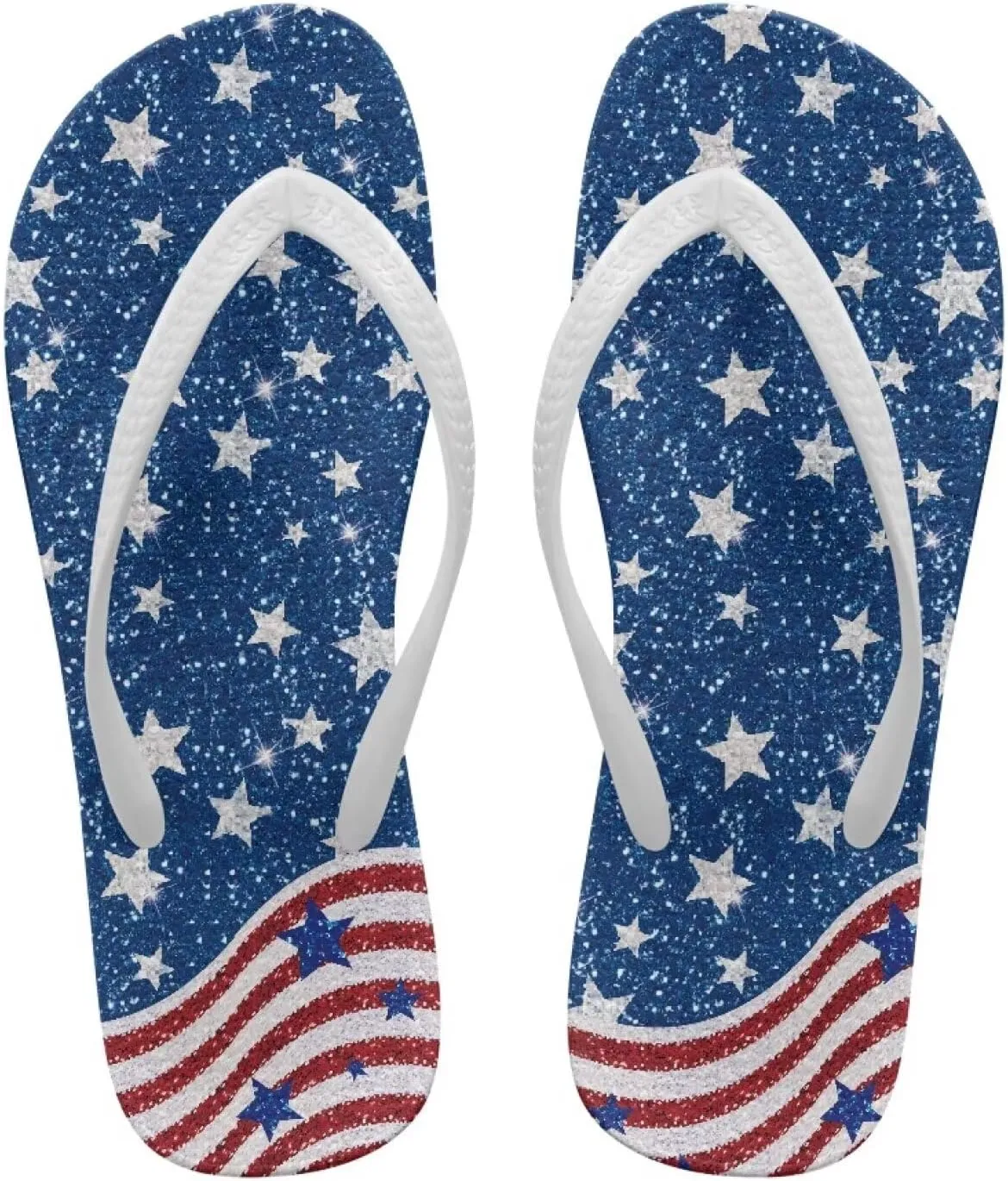 GOSTONG Women's Flip Flops Non-Slip Lightweight Sandals for Beach Pool Party Comfort Summer Sandals Teen Girls White Strap Size 5-9