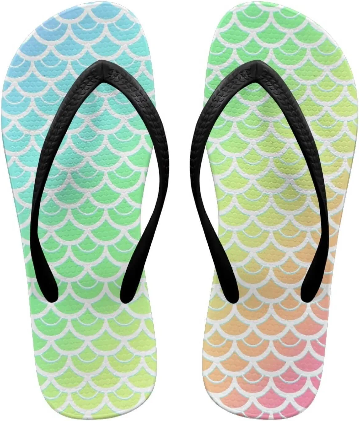 GOSTONG Women's Vacation Sandals Soft Non-Slip Flip Flops Lightweight Beach Pool Sandals Summer Slippers for Teen Girls Black Strap Size 5.5-9.5