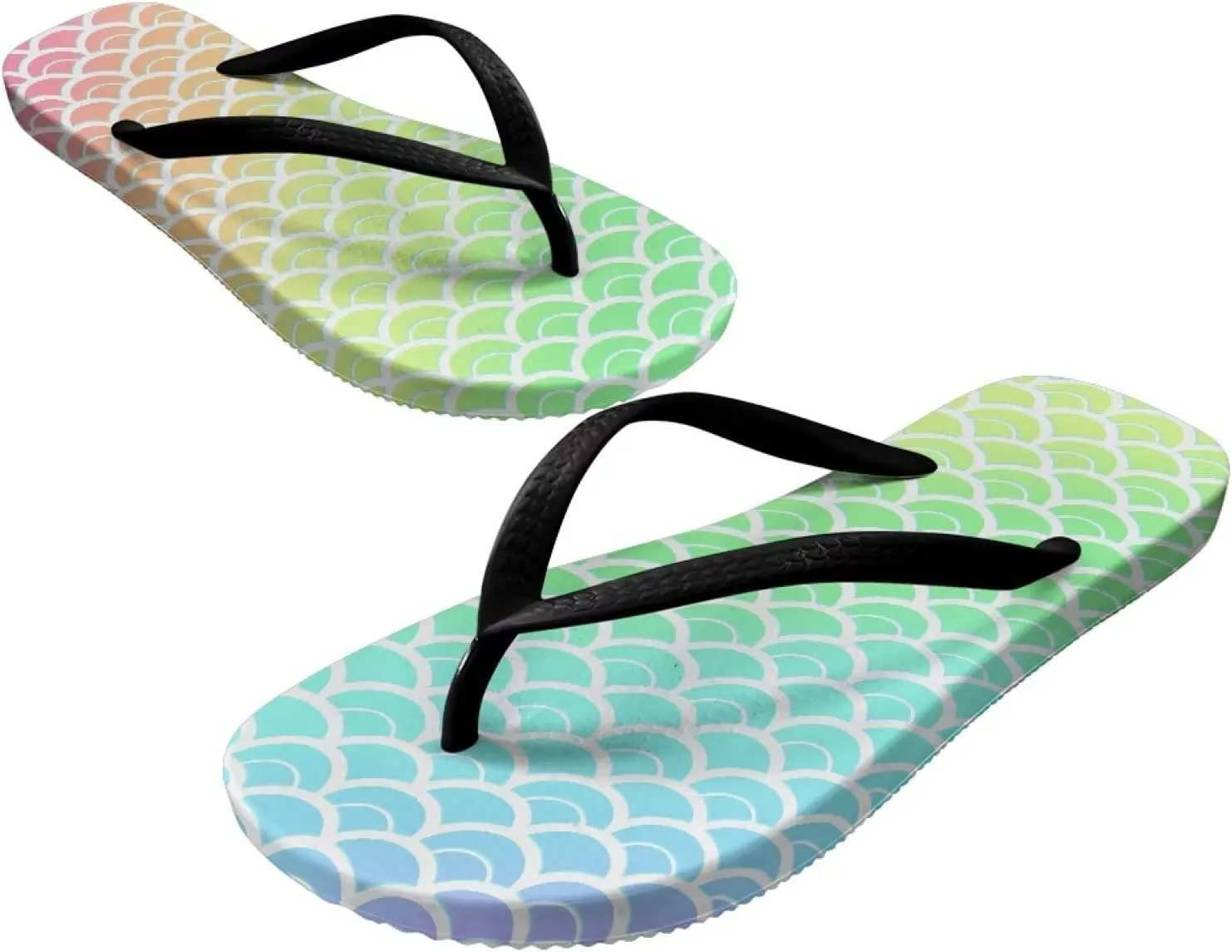GOSTONG Women's Vacation Sandals Soft Non-Slip Flip Flops Lightweight Beach Pool Sandals Summer Slippers for Teen Girls Black Strap Size 5.5-9.5