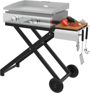 Griddle Stand for Blackstone 22 17 Inch Tabletop Grill, Heavy-Duty Foldable Griddle Table with Wheels, Griddle Trolley Dining Table Cart, Grill Replacement Part for Outdoor Camping BBQ Tailgating