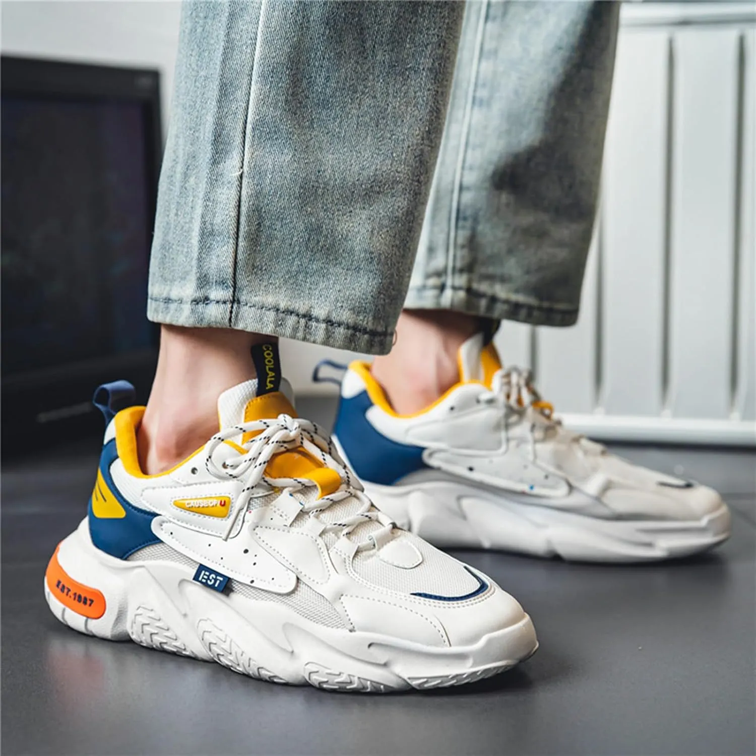 GSIGUL Running Shoes for Men Tennis Walking Shoes Cushioning Mens Sneaker Athletic Workout Casual Shoes
