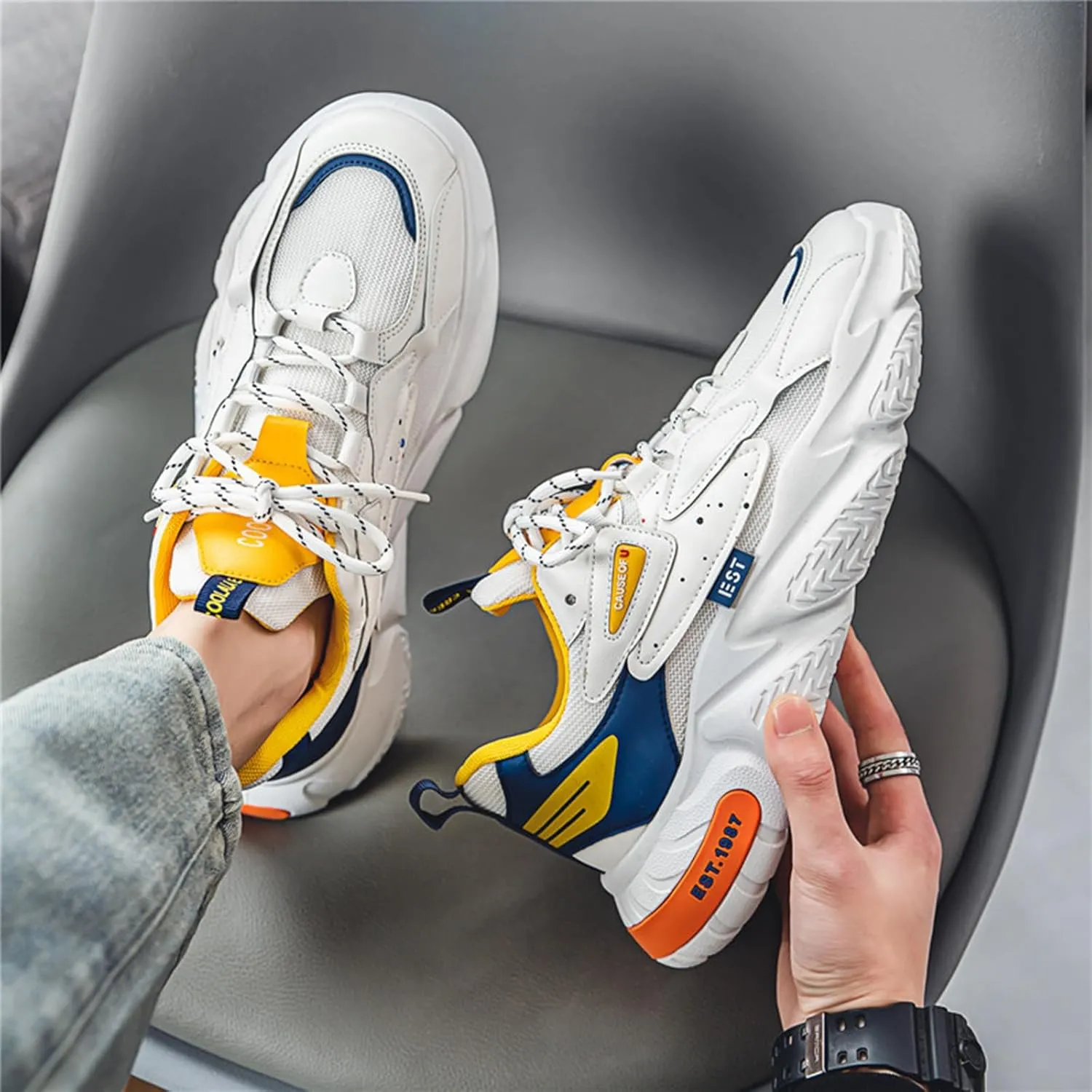 GSIGUL Running Shoes for Men Tennis Walking Shoes Cushioning Mens Sneaker Athletic Workout Casual Shoes