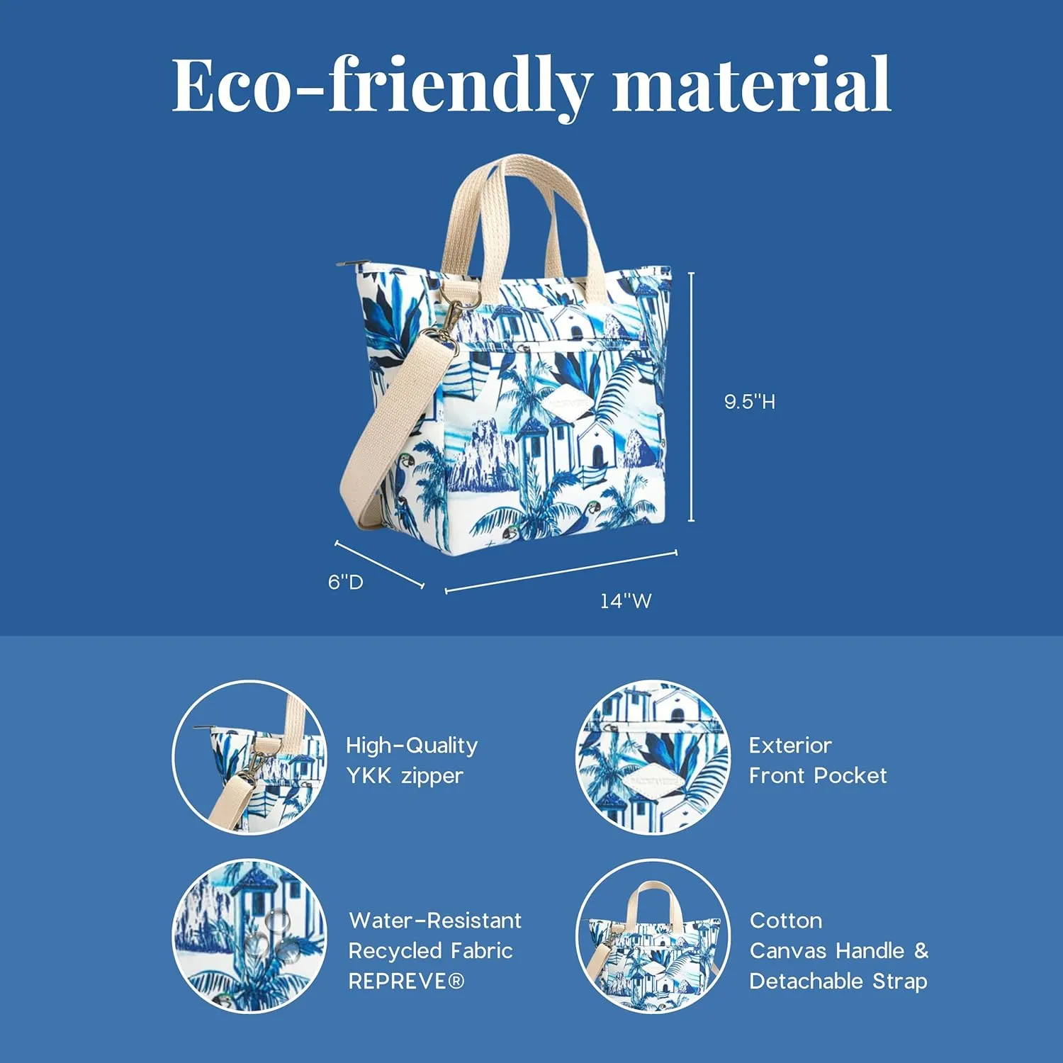 Handbag, Lunch Tote - Blue Nordeste