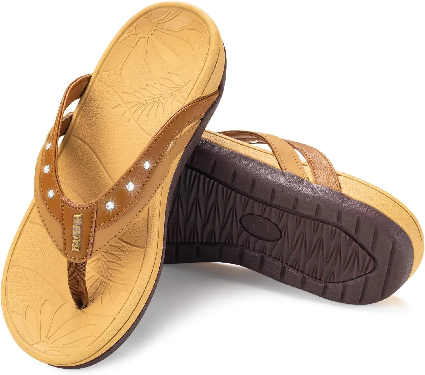 HAOLIRA Womens Arch Support Flip Flop Comfortable Slip on Orthotic Plantar Fasciitis Thong Sandals Walking Indoor Outdoor Summer Beach Essentials