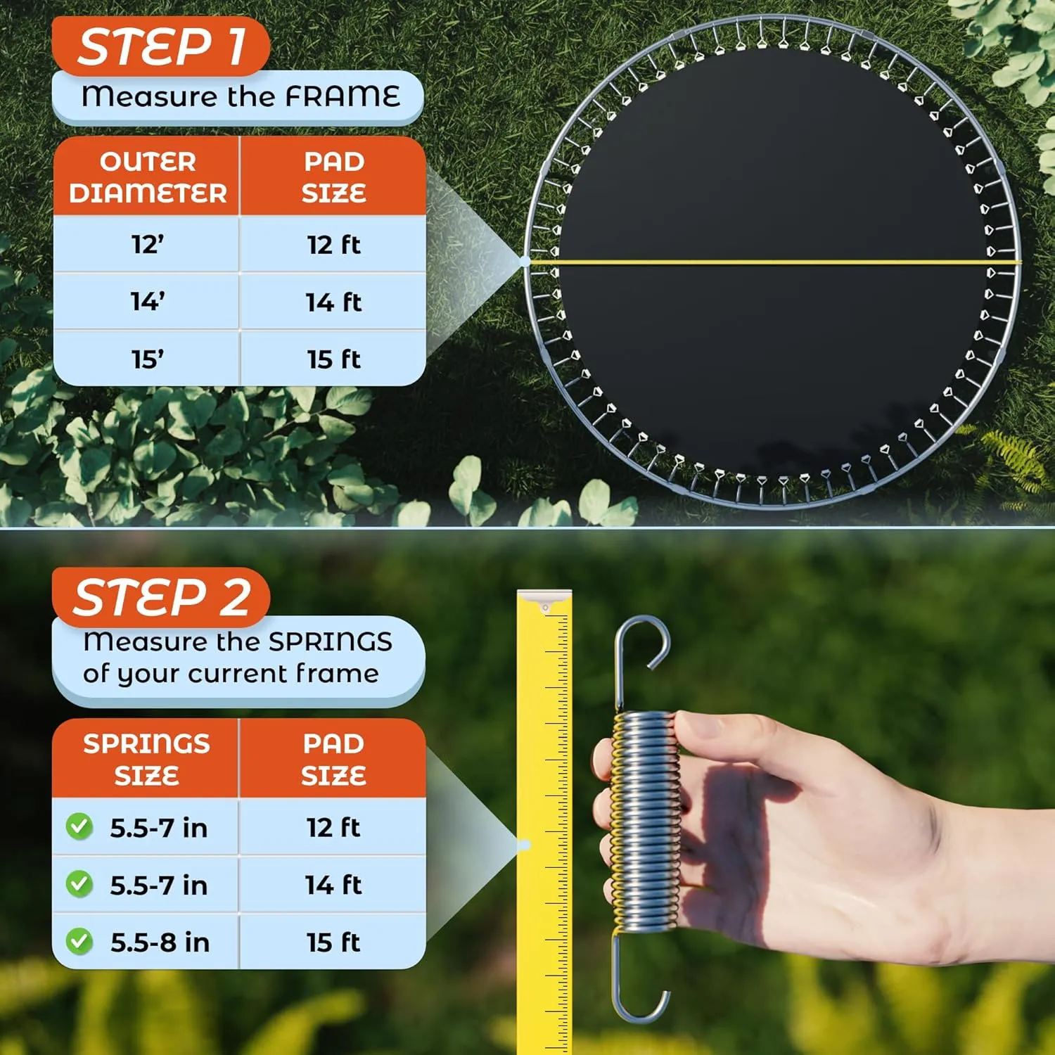 Happin® Trampoline Spring Cover Super Thick, Universal Fit 12FT/14FT/15FT -Trampoline Pad Replacement Stars Design, Waterproof, Tear & UV Resistant, Trampoline Pad Replacement for Ultimate Safety