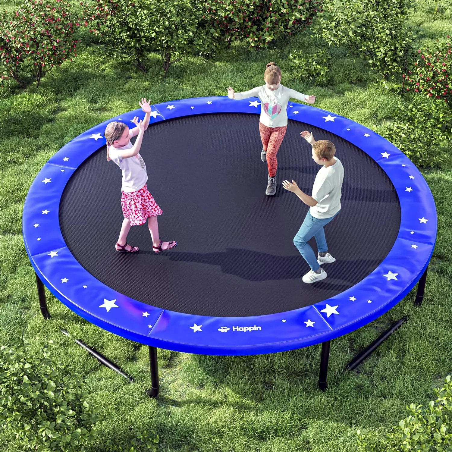 Happin® Trampoline Spring Cover Super Thick, Universal Fit 12FT/14FT/15FT -Trampoline Pad Replacement Stars Design, Waterproof, Tear & UV Resistant, Trampoline Pad Replacement for Ultimate Safety