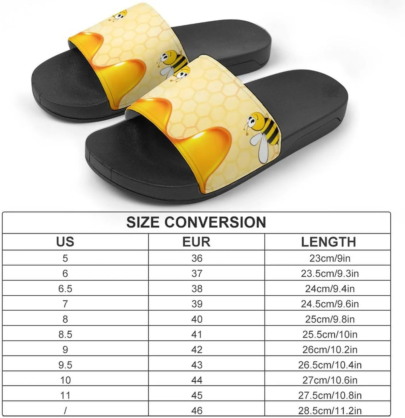 Happy Bumble Bees Yellow Womens Slide Sandals Non Slip Summer House Slippers for Girls Slip-on Flip Flops