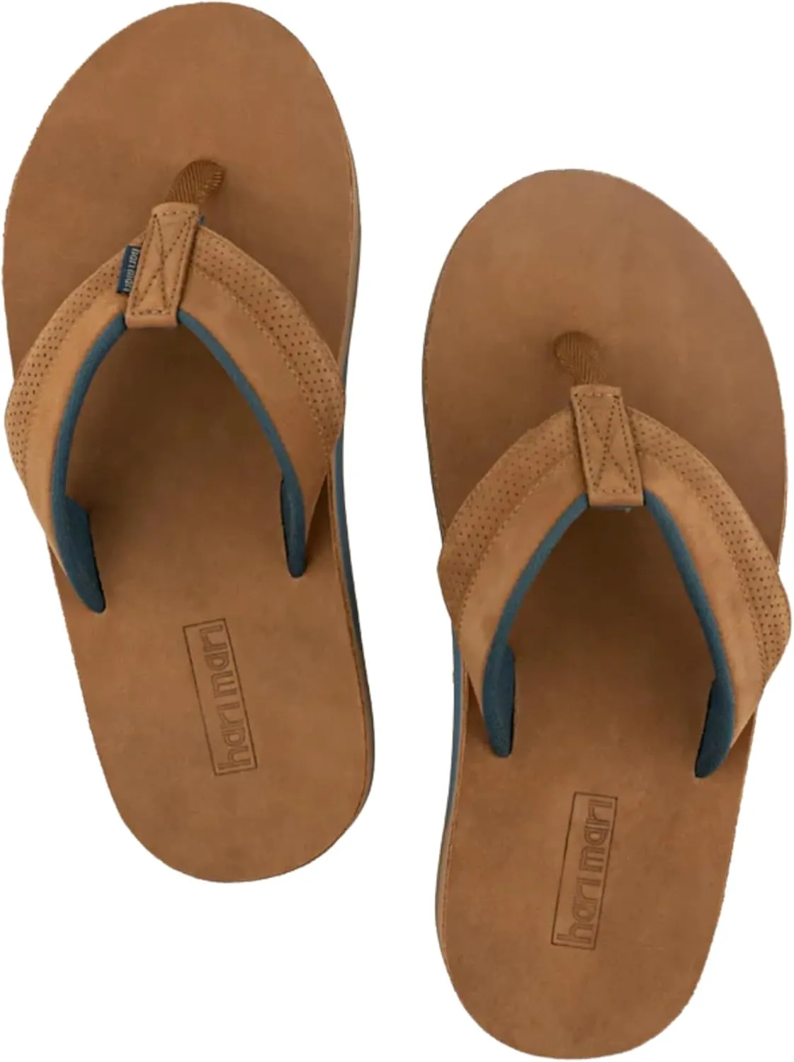 Hari Mari- Grande- Men's Nubuck Suede Leather Flip Flops with Wider Footbeds and Larger Straps- No Break Ins, Firm Arch Support, Flexible and Lightweight